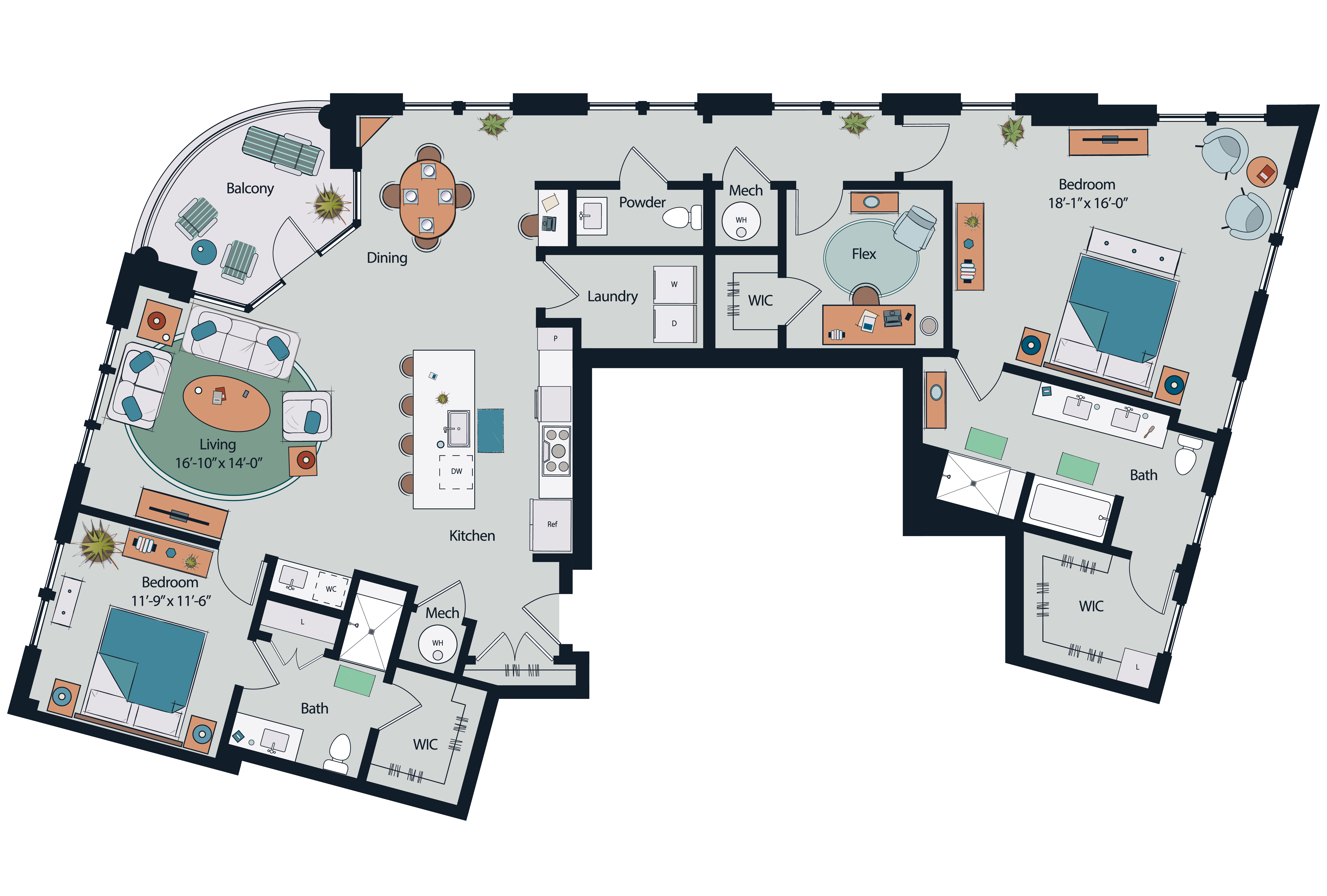 Floor plan layout diagram for PH2
